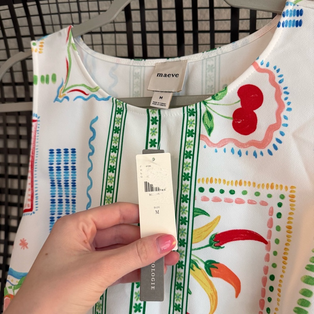Anthropologie Maeve Sleeveless Fruit Print Shift Mini Dress - Picture 7 of 8